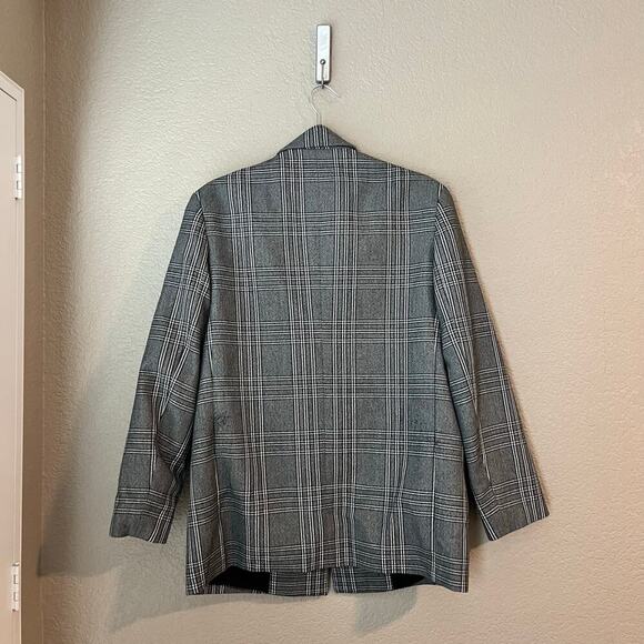 Maje Vaime Plaid Long Length Blazer Gray Black 38 EUR Medium Check Suit Jacket - Picture 6 of 11